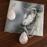 Pink Rose Quartz Droplet Ear Cuff Set