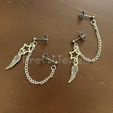 Double Piercing Star Wing Earrings Pair