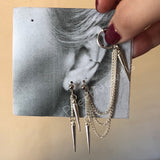 Dangly Spikes Ear Clip On Hoop Earrings