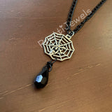 Spiderweb Teardrop Black Halloween Necklace