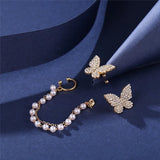 Butterfly Pearl Ear Cuff Set