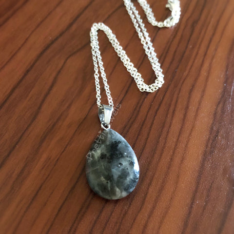 Grey Labradorite Droplet Gemstone Necklace