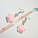 New Unworn Cute White Paw Earrings