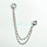 CZ Double Piercing Chain Earring