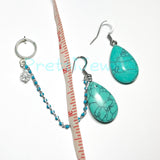 New Unworn Turquoise Droplet Chain Ear Cuff Earrings CLIP ON Cartilage Hoop