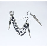 Big Spike Ear Cuff Chain Earrings Set