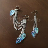 Dangly AB Leaves Chain Ear Cuff Earrings Set