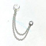 CZ Double Piercing Chain Earring