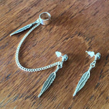 Simple Feather Ear Cuff Set