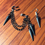 Black Dangly Spike Ear Cuff Earrings